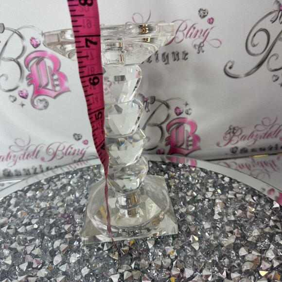 Elegant Crystal Candle Holder glass sturdy crystal diamond bling holder stand - Picture 4 of 4